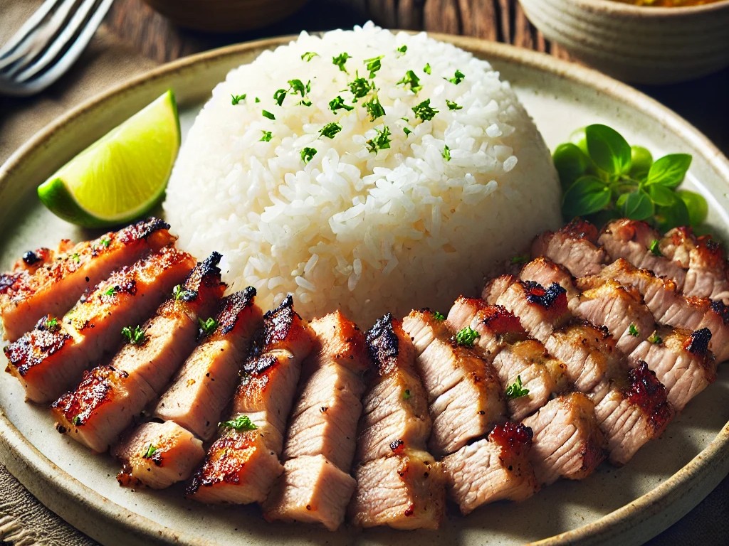 Rice with grilled pork